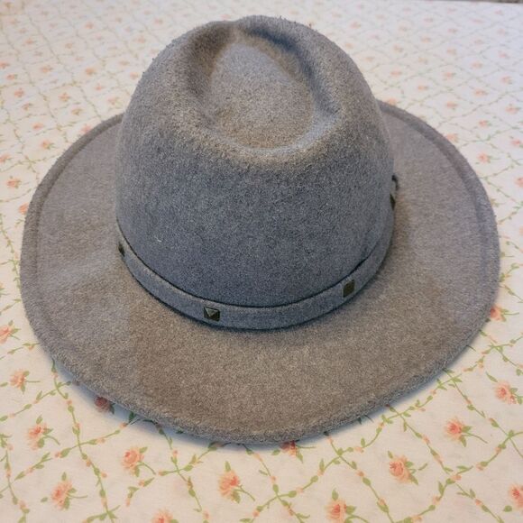 Stylish Gray Fedora Hat With Studded Belt - Picture 6 of 8